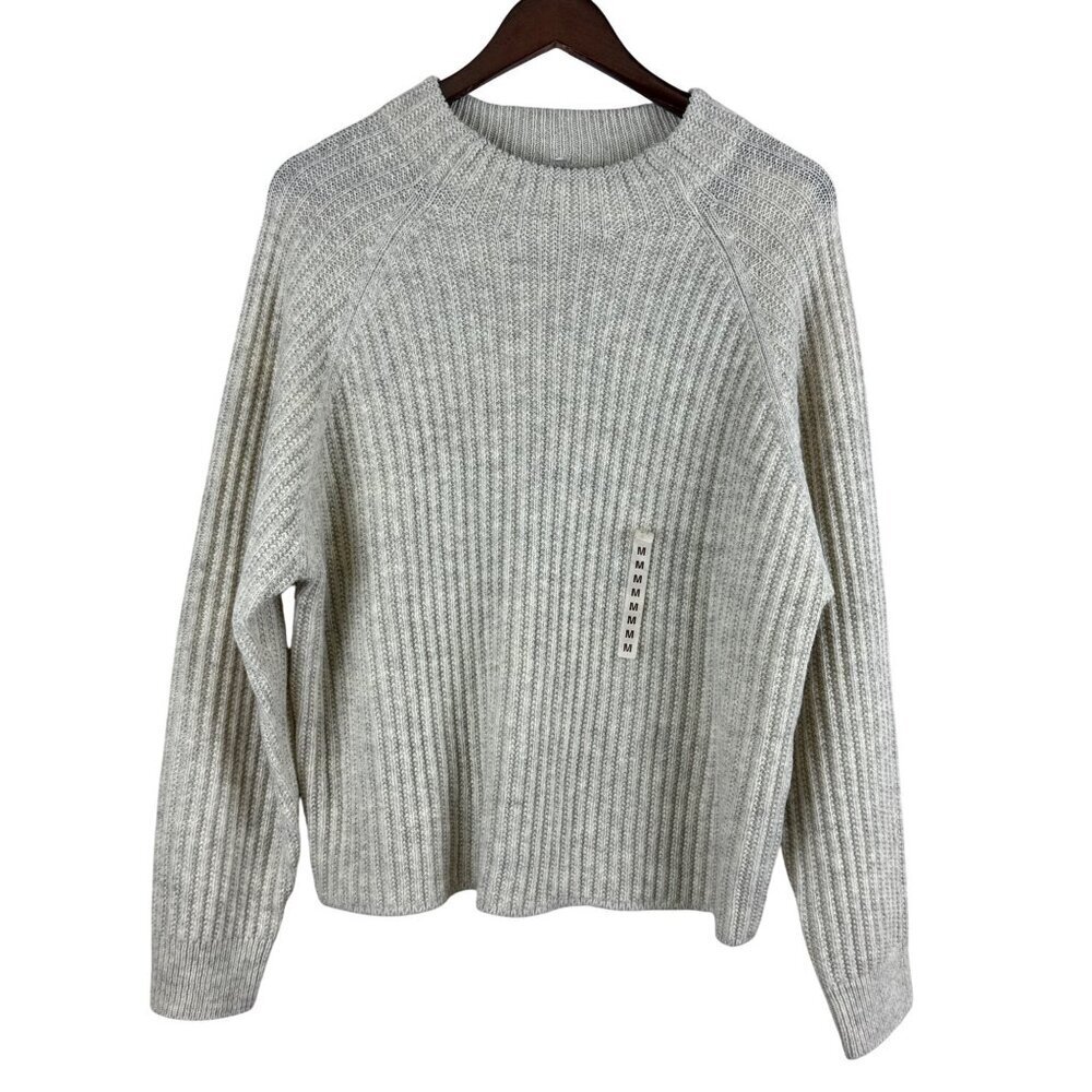 MUJI Andes Wool Women's Sweater Thick Knit Oatmeal Beige Mock Neck Medium NWT